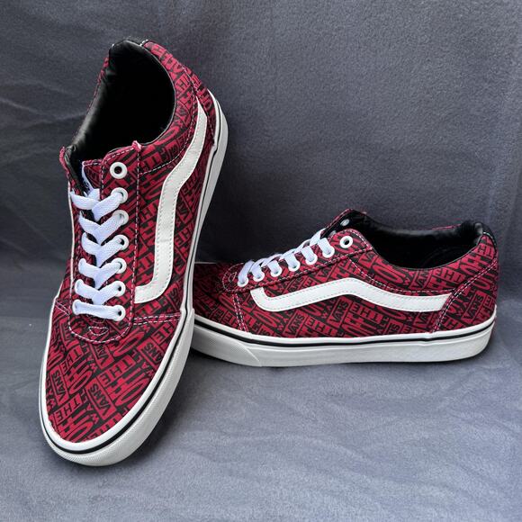 Vans Old Skool Shoes Mens Size 10‎ Red Black Off The Wall All Over Logo Skate main image 8